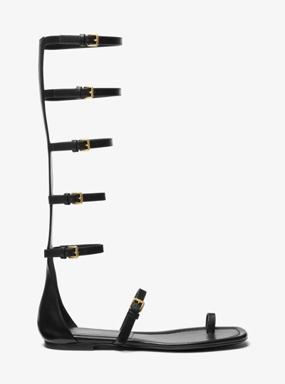 Juliette Leather Gladiator Sandal in BLACK | Michael Kors