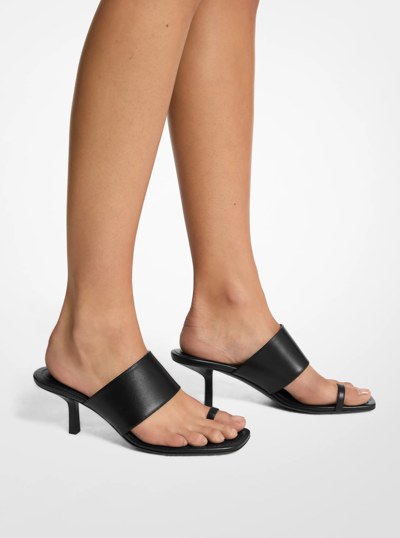 Dionne Leather Sandal in BLACK | Michael Kors