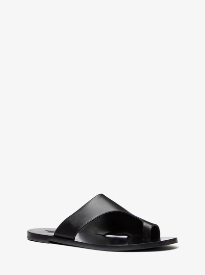 Nettuno Leather Thong Sandal in BLACK | Michael Kors