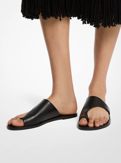 Nettuno Leather Thong Sandal in BLACK | Michael Kors