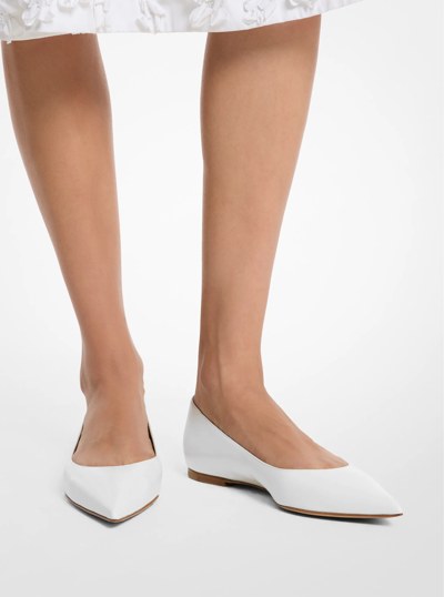 Renata Leather Skimmer Flats in OPTIC WHITE | Michael Kors
