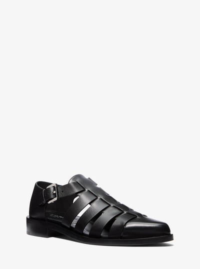 Stromboli Leather Fisherman Sandal in BLACK | Michael Kors