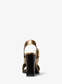 Jasmine Metallic Lizard Embossed Leather Sandal