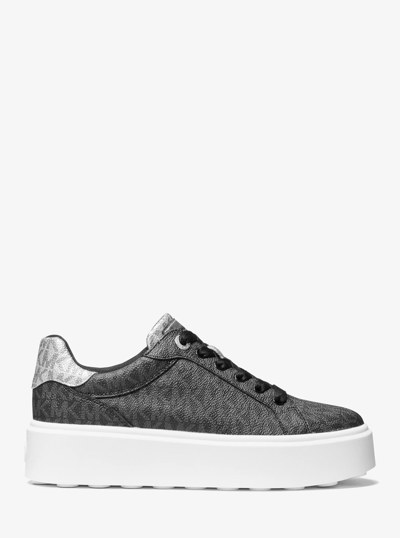 Romey Metallic Two-Tone Signature Logo Platform Sneaker in BLACK | Michael Kors