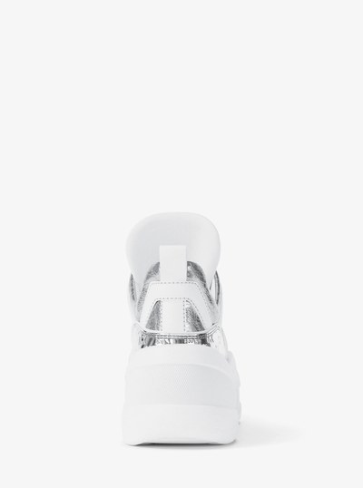 Olympia Mixed-Media Trainer in SILVER | Michael Kors