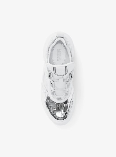 Olympia Mixed-Media Trainer in SILVER | Michael Kors
