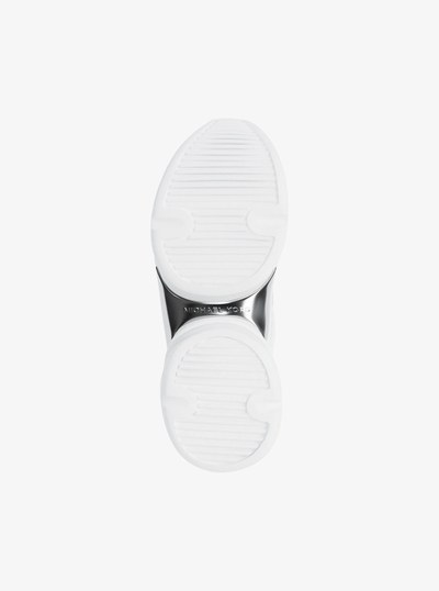 Olympia Mixed-Media Trainer in SILVER | Michael Kors