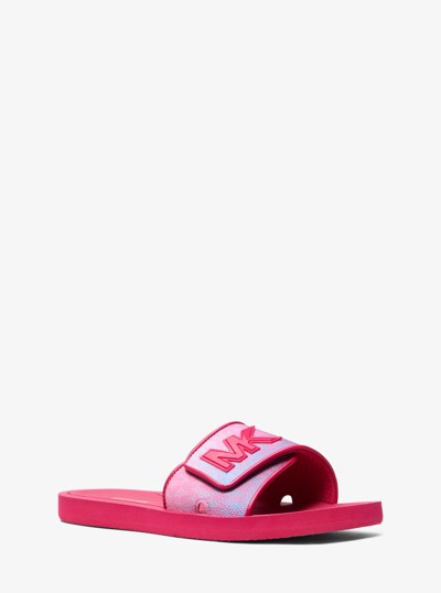 Palmer Ombr&eacute; Signature Logo Slide Sandal in DARK RASPBERRY MULTI | Michael Kors