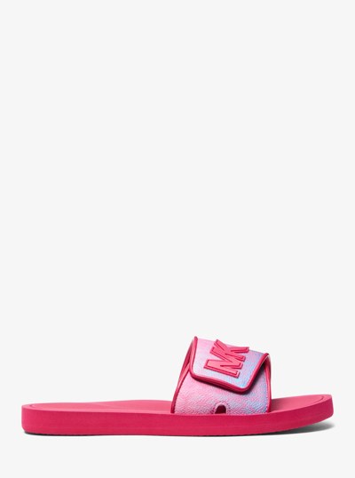 Palmer Ombr&eacute; Signature Logo Slide Sandal in DARK RASPBERRY MULTI | Michael Kors