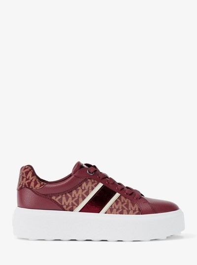 Espadrille &agrave; plateforme Romey &agrave; rayures et &agrave; logo Signature in CERISE | Michael Kors