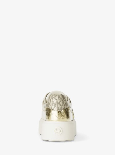 Romey Embellished Mixed-Media Platform Sneaker in PALE GOLD | Michael Kors