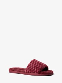 Alexis Logo Debossed Velvet Slide Sandal