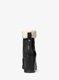 Lacy Faux Shearling Block Heel Boot