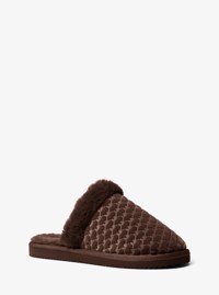 Liddy Logo Debossed Velvet and Faux Fur Slipper