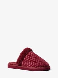 Liddy Logo Debossed Velvet and Faux Fur Slipper
