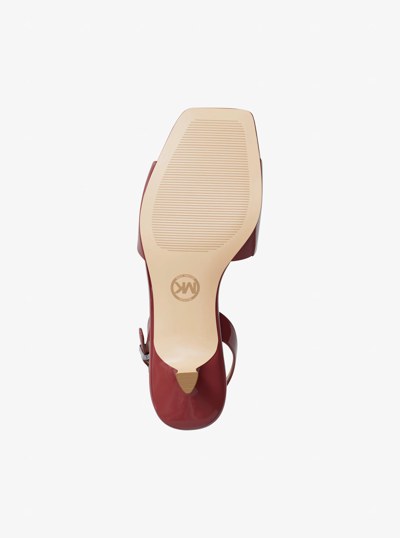 Merrie Patent Kitten Heel Sandal in MAROON | Michael Kors