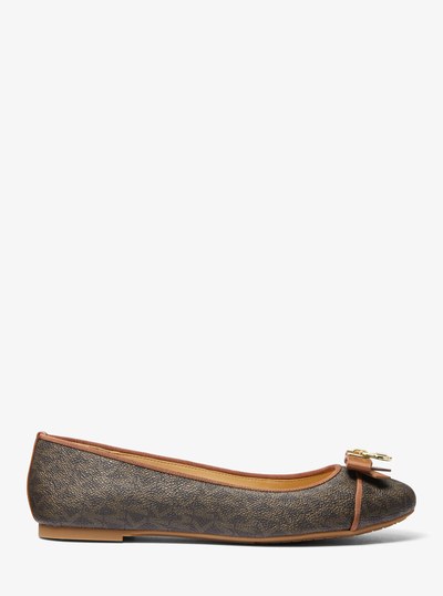 Honey Signature Logo Ballet Flat in BROWN | Michael Kors