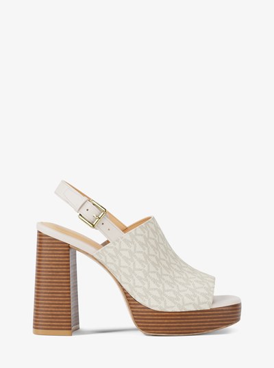 Kehlani Signature Logo Platform Sandal in VANILLA | Michael Kors