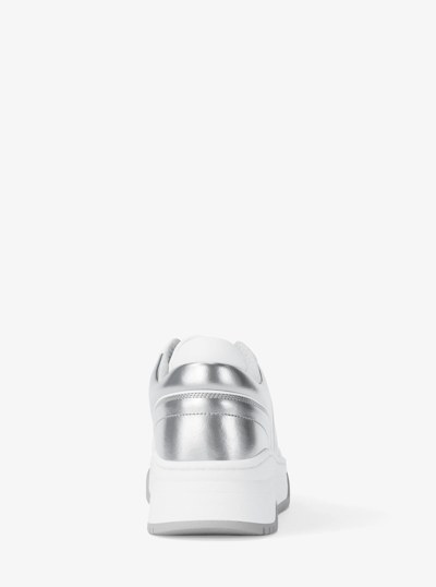 Lexi Metallic Embellished Logo Sneaker in SILVER | Michael Kors