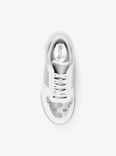 Lexi Metallic Embellished Logo Sneaker in SILVER | Michael Kors