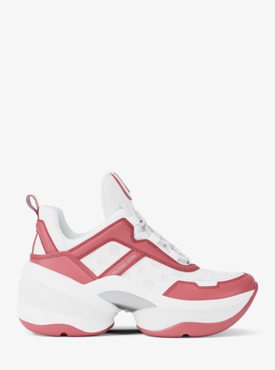 Olympia Logo Debossed  Trainer in HIBISCUS | Michael Kors