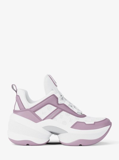 Olympia Logo Debossed  Trainer in LT QUARTZ | Michael Kors