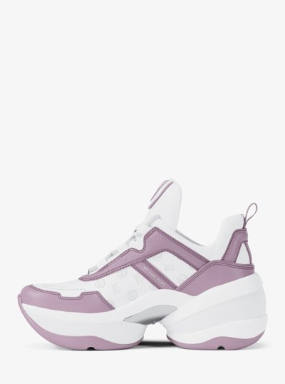 Olympia Logo Debossed  Trainer in LT QUARTZ | Michael Kors