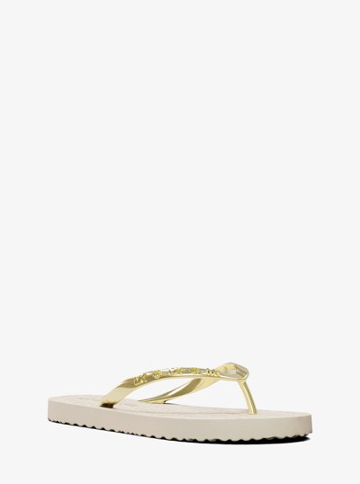 Signature Logo Flip Flops in VANILLA | Michael Kors