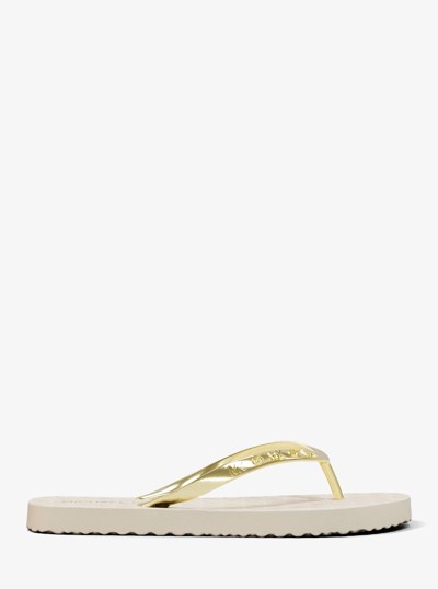 Signature Logo Flip Flops in VANILLA | Michael Kors