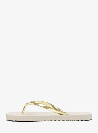 Signature Logo Flip Flops in VANILLA | Michael Kors