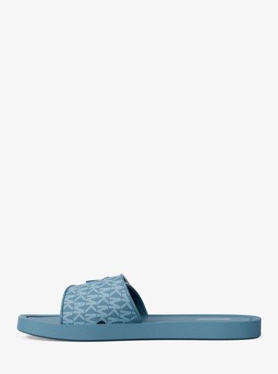 Palmer Signature Logo Slide Sandal in DENIM | Michael Kors