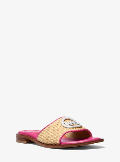 Hannah Straw Slide Sandal in DRAGONFRUIT | Michael Kors
