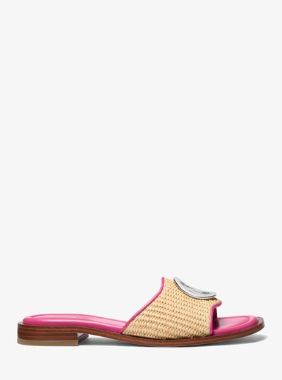 Hannah Straw Slide Sandal in DRAGONFRUIT | Michael Kors