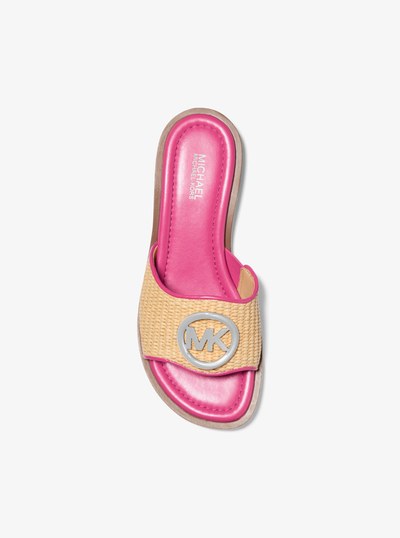 Hannah Straw Slide Sandal in DRAGONFRUIT | Michael Kors