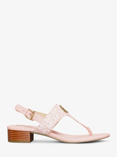 Hannah Signature Logo T-Strap Sandal in POWDER BLUSH | Michael Kors