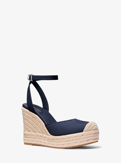 Larissa Cotton Canvas Espadrille Wedge in NAVY | Michael Kors