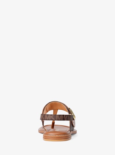 Carmen Signature Logo Thong Sandal in BROWN | Michael Kors
