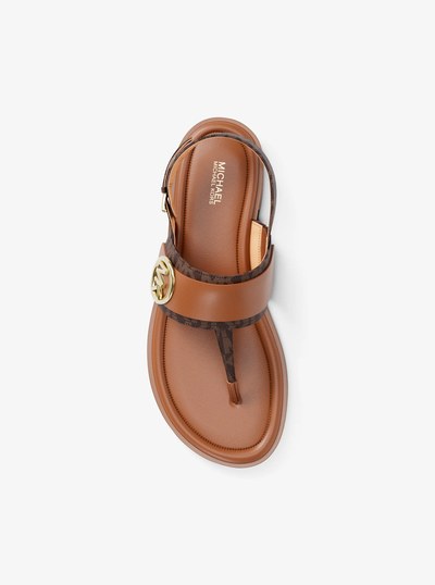 Carmen Signature Logo Thong Sandal in BROWN | Michael Kors
