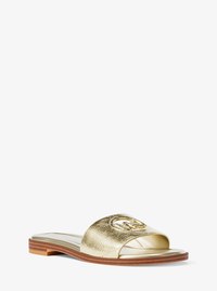 Carissa Crackled Metallic Slide Sandal