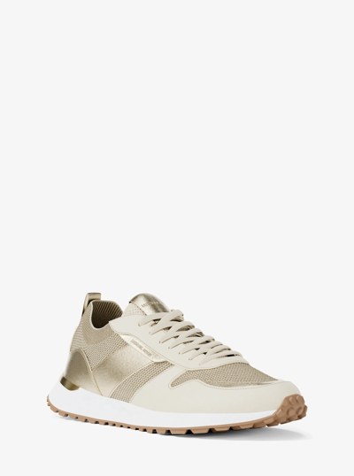 Jesse Metallic Stretch Knit Trainer in PALE GOLD | Michael Kors