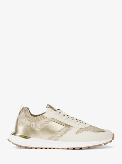 Jesse Metallic Stretch Knit Trainer in PALE GOLD | Michael Kors