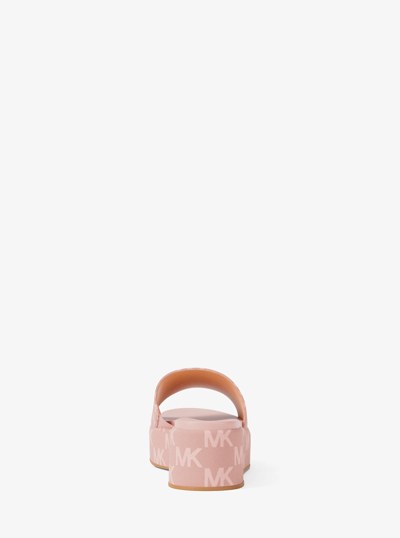 Sadler Logo Jacquard Platform Slide Sandal in PWDRBLSH WSH | Michael Kors