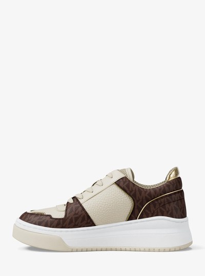 Lexi Mixed-Media Sneaker in BROWN | Michael Kors