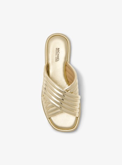 Portia Metallic Slide Sandal in PALE GOLD | Michael Kors