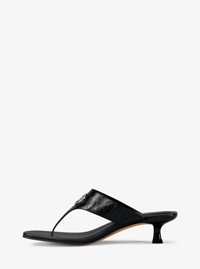 Anneka Patent Thong Sandal in BLACK | Michael Kors
