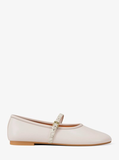 Phoebe Signature Logo Trim Ballet Flat in LT CREAM | Michael Kors