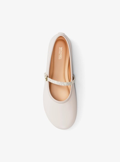 Phoebe Signature Logo Trim Ballet Flat in LT CREAM | Michael Kors