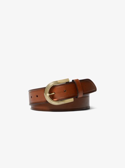 Cynthia Leather Belt in LUGGAGE | Michael Kors