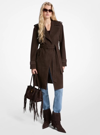 Suede Trench Coat in CHOCOLATE | Michael Kors