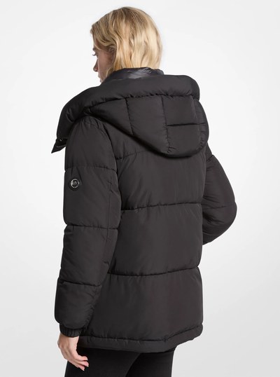 Quilted Hooded Puffer Jacket in BLACK | Michael Kors